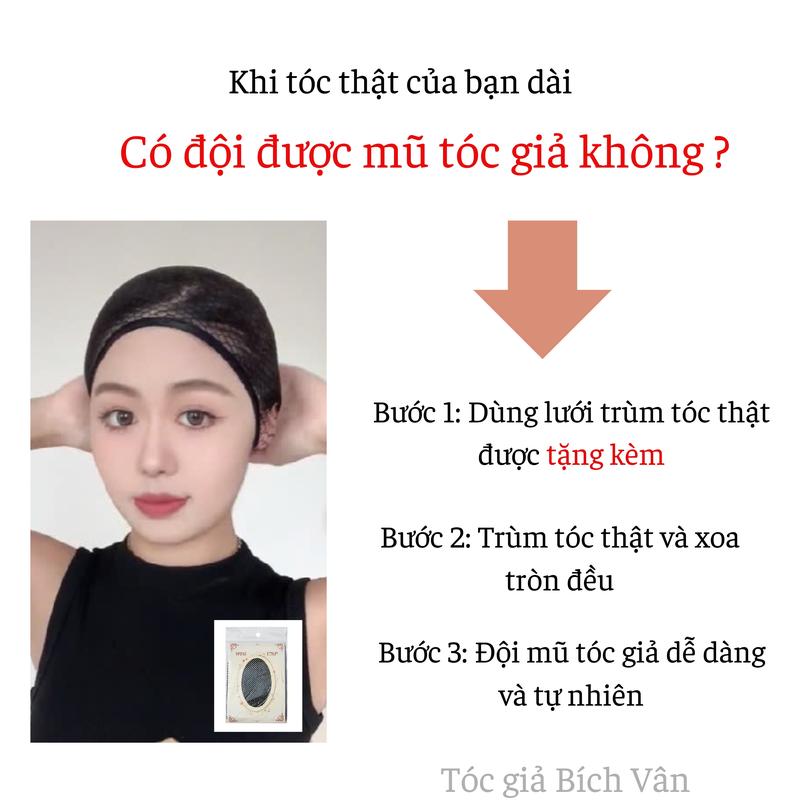 Mũ tóc giả lưỡi trai cao cấp Bích Vân , tóc giả nón kết Hàn Quốc Kaki 2
