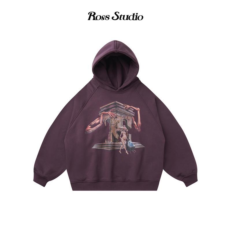 ROSS STUDIO - Áo Hoodie Artwork  Tím Nỉ Chân Cua Form Raglan  - DIVERGENT HOODIE