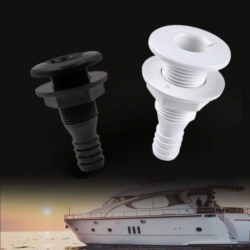 Product Introduction of Boat Accessories 3/4 Inch Boat Drain Bilge Pump Through Hull Connector ABS Plastic Marine Boat Plumbing Fittings Drain Outlet Accessory Marine Hardware Thru Hull Fitting Connector 8