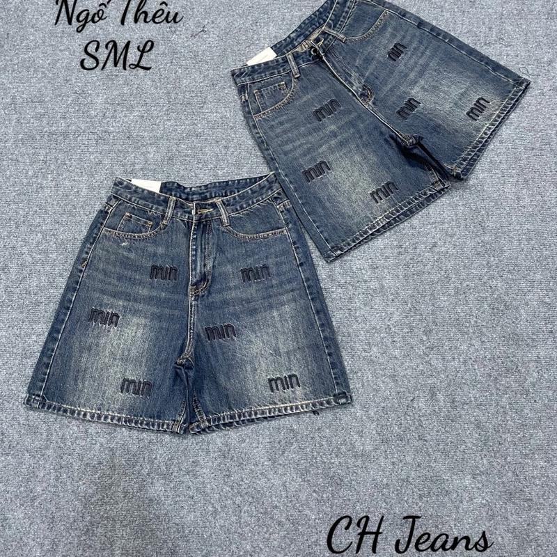 Mã A3 - Quần Jean Ngố Rộng Thêu Chữ Trơn Chất Vải mềm QC đủ size từ 40-58kg 0