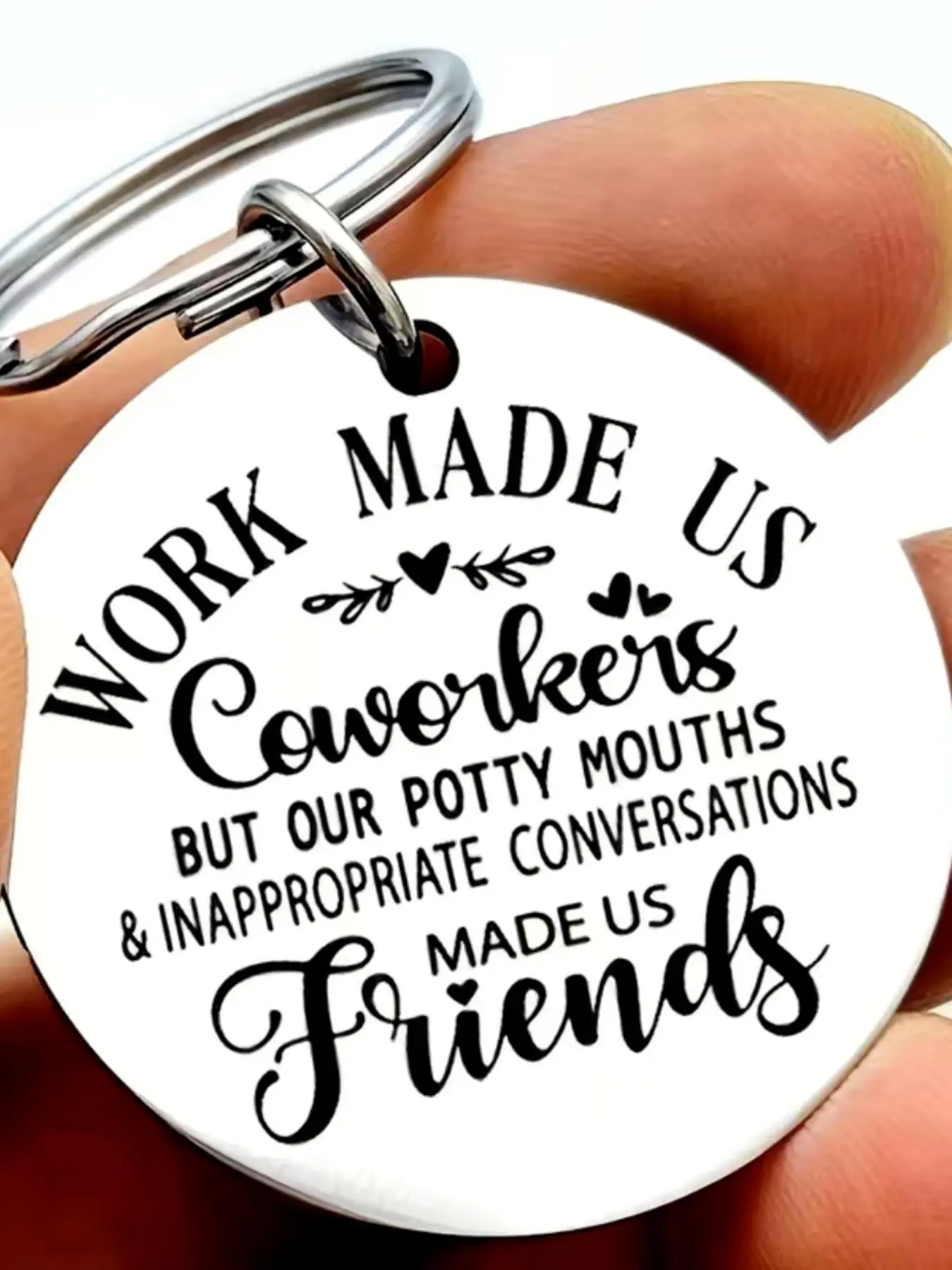 Letter Design Round Shaped Metal Cute Keychain As Personalized Gift, Coworker Appreciation Slogan Design Stainless Steel Key Holder & Key Fob, Fashion Accessories For Gift For Daily Use, Gifts for Wife