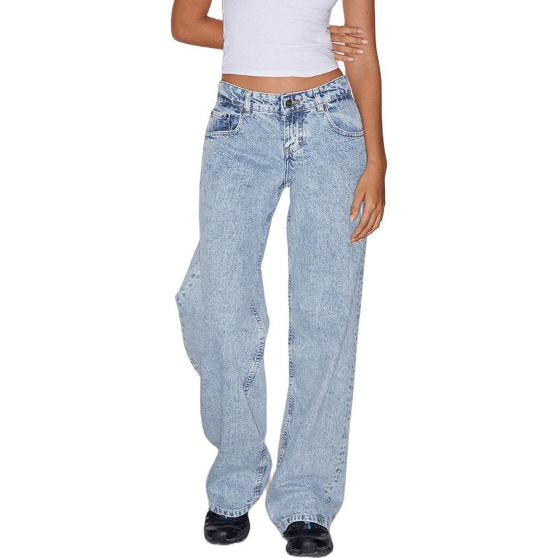 Stretchy Comfort Fit High-Waisted Straight Leg Jeans for Women - Four-Season Relaxed Pants with Pockets, Soft Cotton Blend Fabric, and Flattering Cut - Perfect for Everyday Wear Womenswear Bottom 7