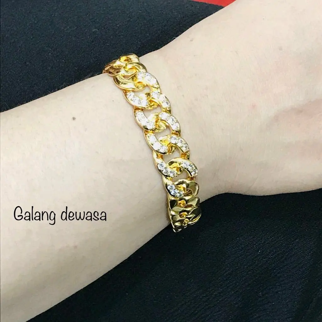 Gelang rantai sisik naga import dengan berlian zircon permata Perempuan Perhiasan