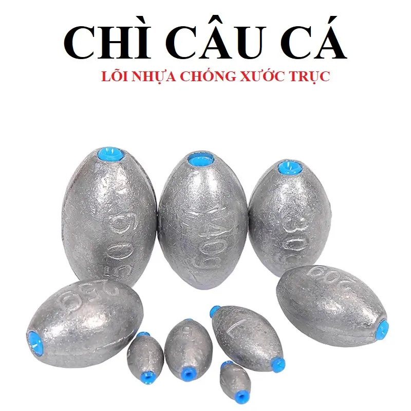 Chì Viên Lõi Nhựa Chống Xước Trục, Chì Quả Trám, Chì Hố Đấu Bắt Cá Fishing 0