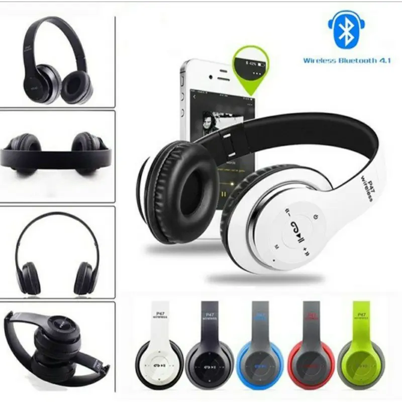 PROMO HEADSET SUPER BASS P47 HEADPHONE Bluetooth Gaming Headset Wireless Pro Bass P47 headset Bluetooth P47 Headphone Wireless Bluetooth Stereo 5.0+EDR headphone bloetooth PURE BASS FULL BASS UNTUK SEMUA ANDROID DAN GAMING MANTAP