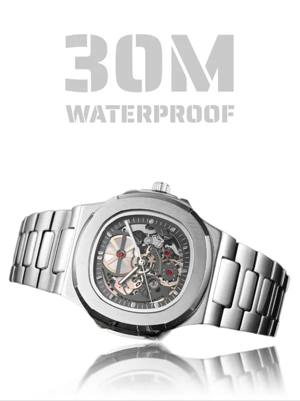 Men's Street Trend Automatic Mechanical Watch, Fashion Waterproof Watch for Party, Daily Decor, Trendy All-match & Exquisite Watch for Birthday Gift with Box 2