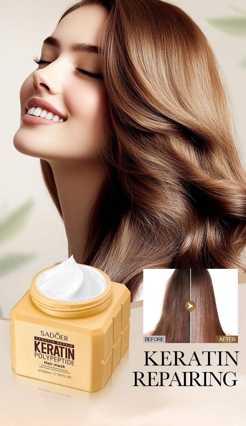 Product Introduction of Smooth Hair Mask Keratin Peptide Repair Volumizing Hair Conditioner SADOER 0