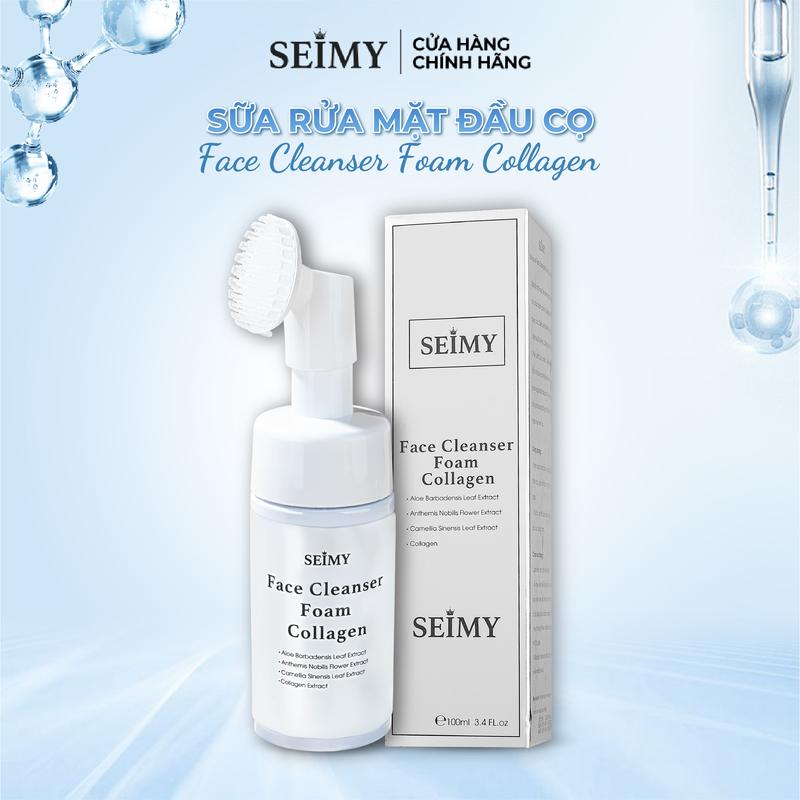 Sữa rửa mặt đầu cọ tạo bọt Seimy - Face Cleanser Foam Collagen 100ml