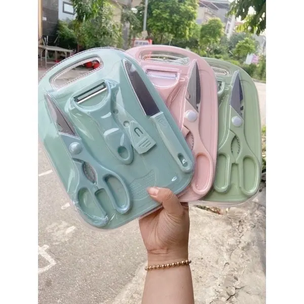 Set dao thớt 5 CHI TIẾT ăn dặm cho bé  ( hình thật shop chụp) 4
