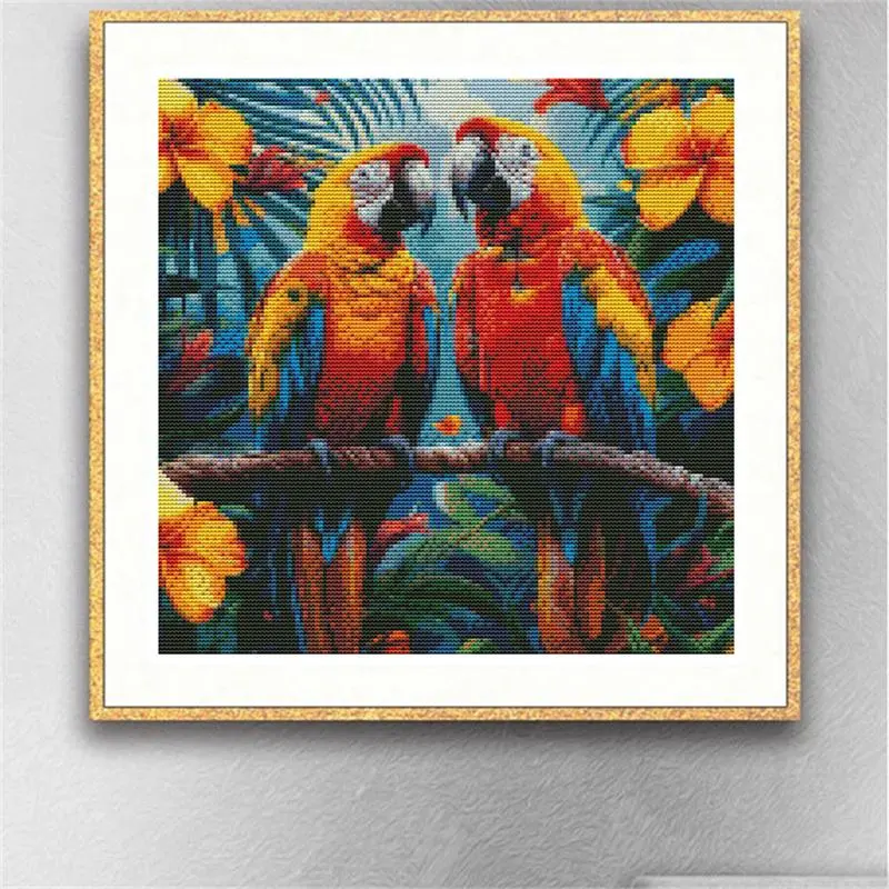 Bird Pattern Cross Stitch Kit, DIY Cross Stitch Embroidery Kit, Cross Stitch Kit for Beginners, DIY Needlework Printed Canvas Embroidery Tool Kits 2