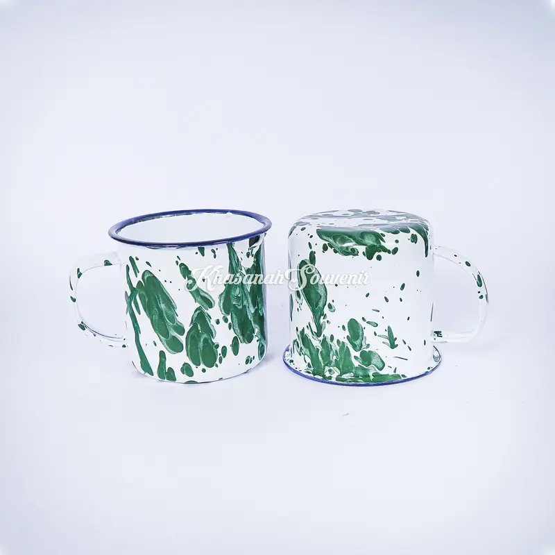 cangkir enamel blirik hijau / cangkir enamel lurik hijau / cangkir jokowi 0