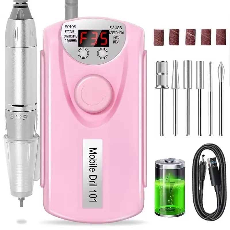 (Máy mài móng)Máy mài nail mài gel tích điện cầm tay ste101,dill nail 101,máy mài tích điện dill 101(bh 1 tháng)kèm bộ đầu mài+sac usb chuyên dụng trong làm móng 4