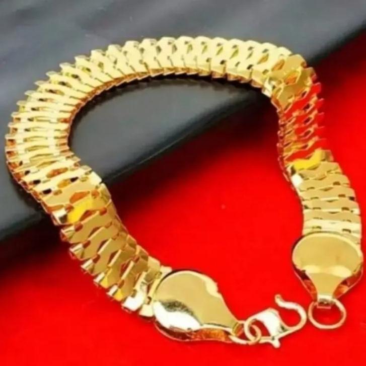 Gelang Tangan Sisik Naga Cantik Titanium Silver Perhiasan Wanita Dewasa Anti Karat & Luntur Elegan Emas 6