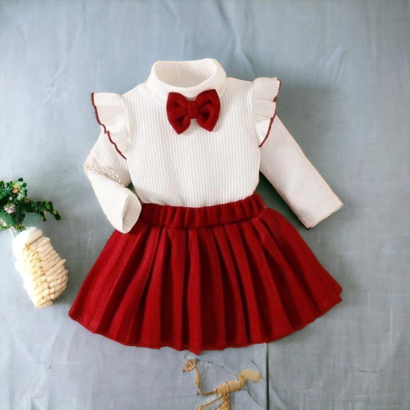 Dress Knits Anak Perempuan usia 1-6 Tahun variasi salur pita Lengan panjang Anak-Anak Gaun setelan 0