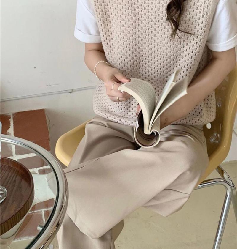 Product Introduction of Áo Len Nữ, Áo Vest Rỗng Màu Trơn, Đa Năng, Dệt Kim, Đơn Giản, Mỏng, Cổ Chữ O, Thời Trang Retro, Dáng Rộng, Ulzzang, Streetwear 16