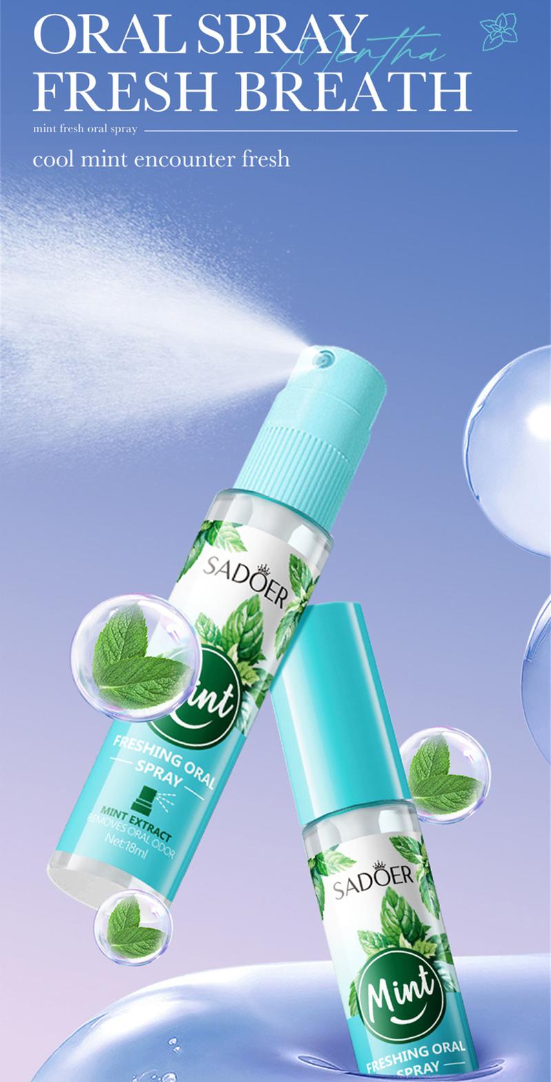 Product Introduction of SADOER Mint Fresh Mouth Spray Fresh Breath Lasting Fragrance Eliminating Halitosis Spray Oral Organic Breath Spray Restore Herbal 19