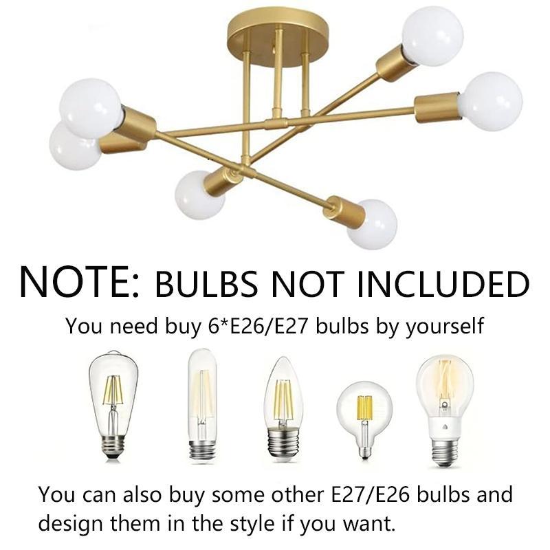 Modern Minimalist 6-head Ceiling Light, Creative Home Decorative Light Compatible with E26/E27 Bulbs, Fashionable Ceiling Lights for Bedroom & Living Space 2