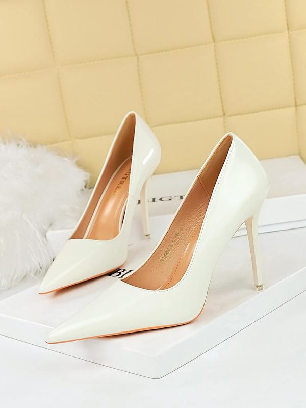 Women's Fashionable Solid Pointed Toe High Heel Shoes, Elegant Slip on Shoes for Party, Daily Clothing Decor for Women & Girls 4