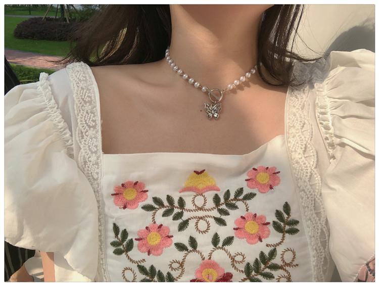 Product Introduction of Luxurious Luxurious California Girl ~ Super Fairy Diamond-Studded Pearl Butterfly Collarbone Chain Cool Disco Choker Necklace Neck Chain Trend 8