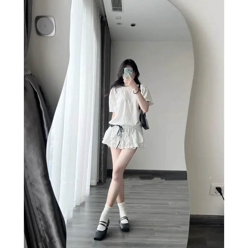[TẶNG KÈM QUẦN] Set bộ jumpsuit gió su chân váy phối ren kèm dây ngọc sang chảnh HB702 Nữ Áo Women 3