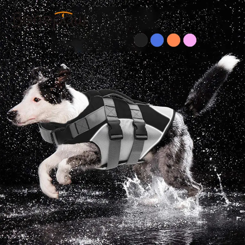Benepaw Comfortable Life Jacket Reflective Strips Rescue Handle Durable Swimming Vest Dog Summer Clothes Puppy Float Coat
