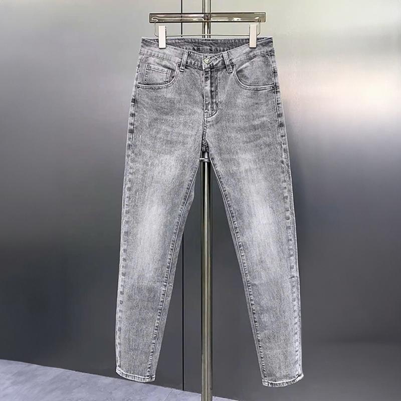 Quần jean nam xám bụi không rách chất liệu bò co dãn 4 chiều form dáng skinny đẹp QJN9E888 Pants Menswear Có Túi