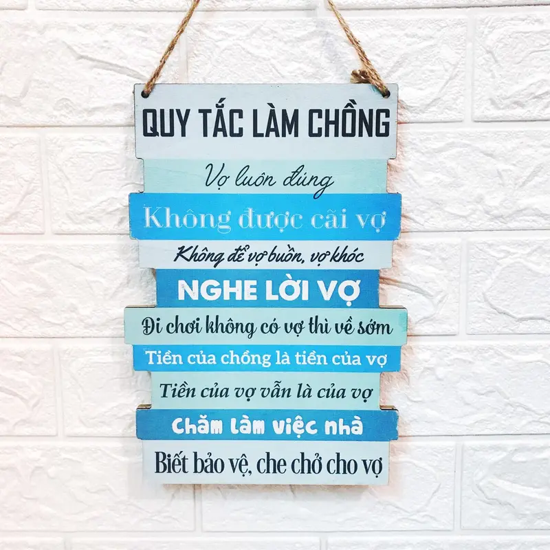 Bảng gỗ Nhà là nơi để về, Mang tiền về vợ (Tặng kèm đinh 3 chân/ móc dán tường) - Bảng gỗ treo tường, trang trí nhà cửa Decor Phòng 4