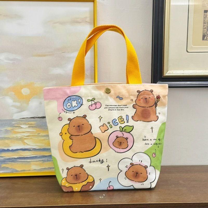 Túi Bucket Vải Bố Capybara, Năm 2025, Thích Hợp Cho Sinh Nhật Bé Gái, Túi Ăn Trưa, Túi Cầm Tay Nhỏ Túi Tote Cầm Tay Dễ Thương, Kapibala, Được Xếp Hạng 93% Tích Cực 2