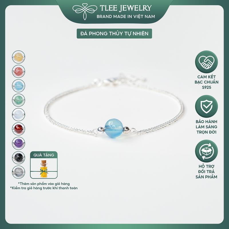 Vòng tay bạc nữ TLEE dây bạc 925 mix hạt đá và charm bi bóng TLEE JEWELRY LT0210