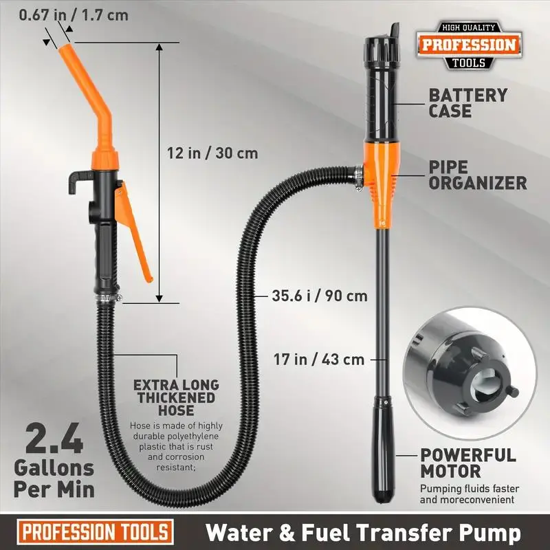 Portable Car Fuel Extractor, Car Fuel Pump, Liquid Transfer Pump with Flow Control Nozzle, Suitable for Gasoline, Diesel, Coal Oil, Non-petroleum Oil 1