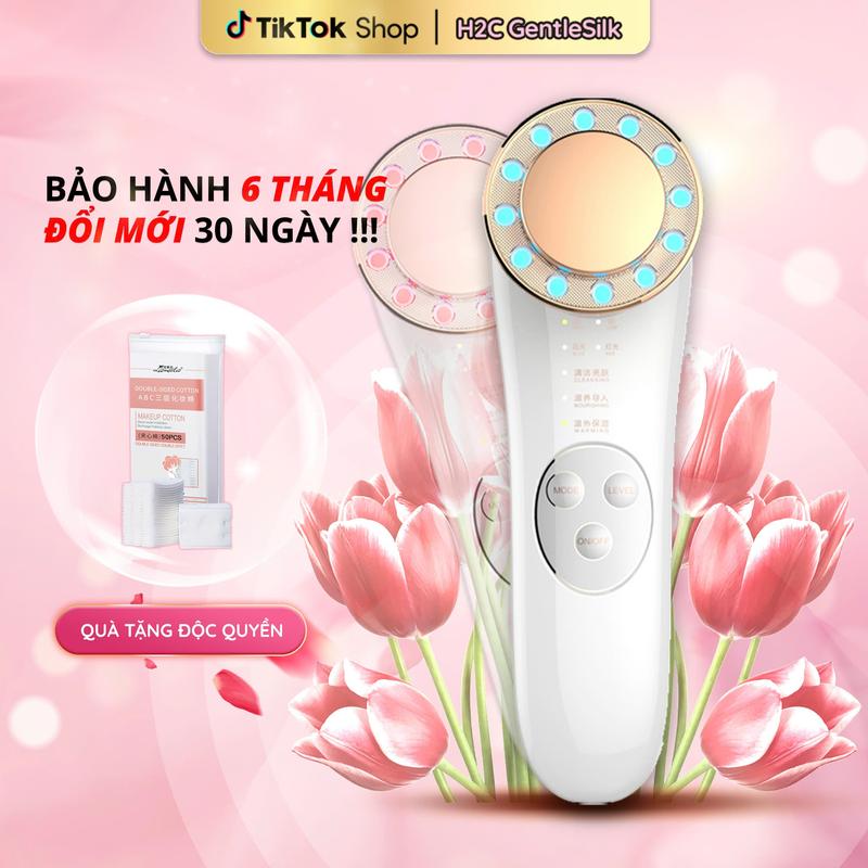 Máy massage mặt điện di tinh chất H2C GentleSilk làm ấm da mặt tẩy trang hỗ trợ đẩy ion âm dương