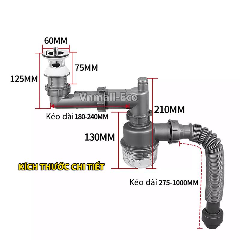 Product Introduction of Bộ xiphong thoát nước ngăn mùi chống tắc nghẽn bồn lavabo, bồn rửa mặt 2