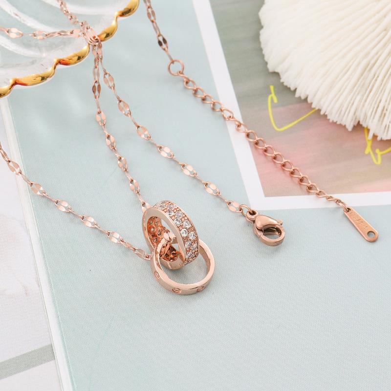 Product Introduction of New Women's Necklace Simple Fashion Korean Style Rose Gold Inlaid Diamond Necklace for Women Gift Necklace Jewelry 2