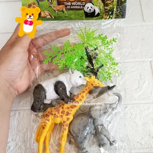 20-1 Mainan Anak Panda Set Karet Animals Gajah Jerapah