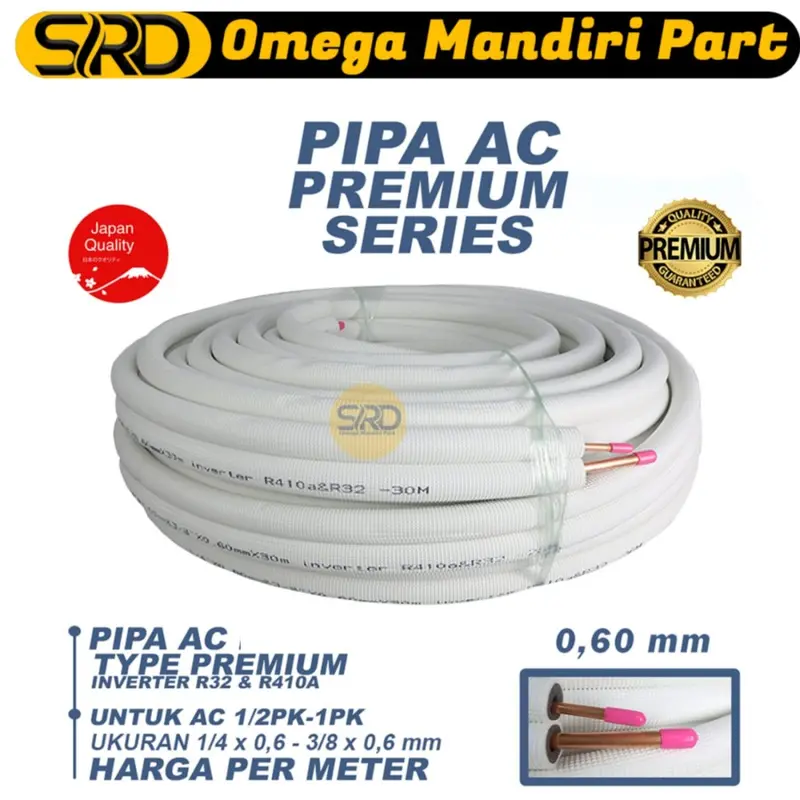 PIPA AC DENPOO PREMIUM UKURAN 1/4-3/8 ( 1/2PK-1PK 0,5MM) PER, METER 0