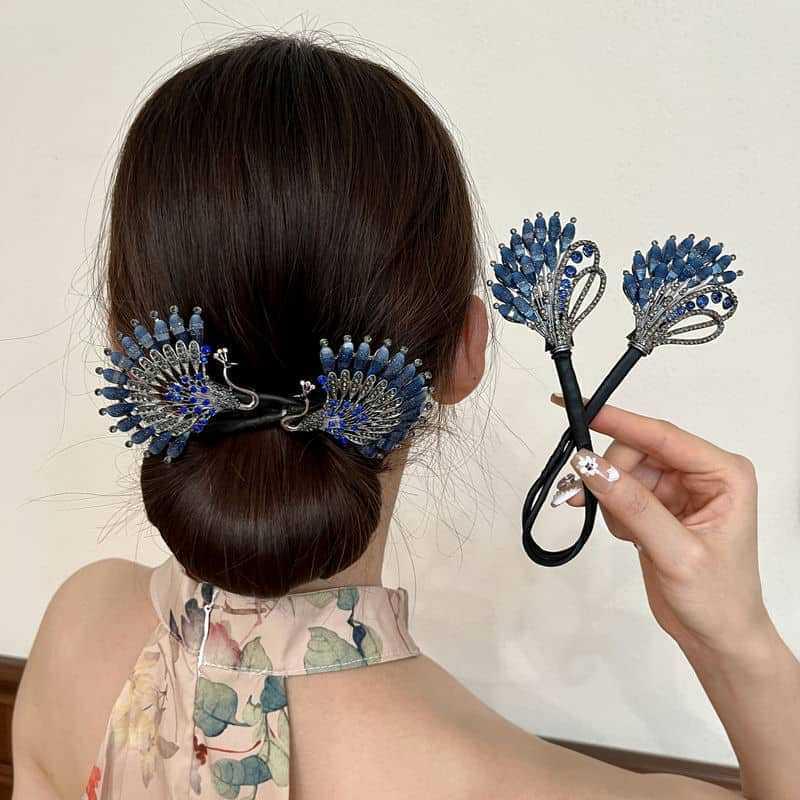 Jepit rambut merak vintage untuk wanita – alat pengikat rambut bagian ...