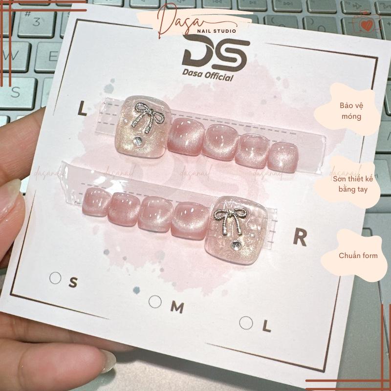 Móng chân giả NGẮN màu mắt mèo ánh trăng nail box chân GIÁ RẺ đẹp đơn giản tặng keo dán móng MC105 miếng mat meo sơn đỏ thạch xám tay cây