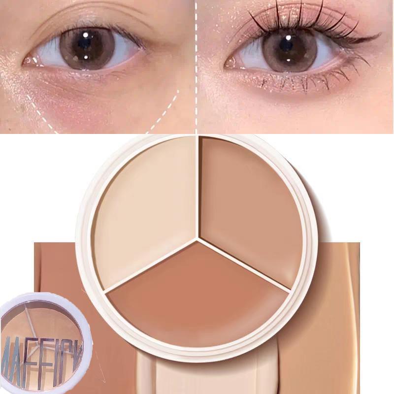 Bảng Màu Che Khuyết Điểm 3 Màu Dưỡng Ẩm Lâu Trôi Che Quầng Thâm Mụn Trứng Cá Và Lỗ Chân Lông Kem Phấn Mắt Phấn Bắt Sáng Trang Điểm Mặt