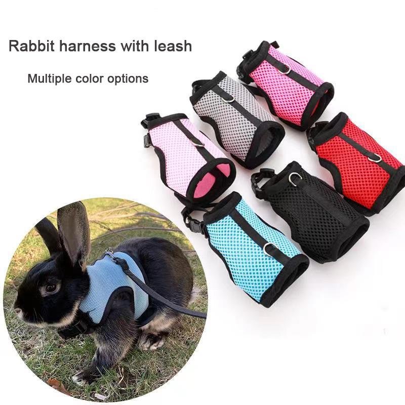 Product Introduction of Adjustable Soft Harness with Elastic Leash for Rabbits Harness Bunny Vest Harness Suit for Ferret Kittn Puppy Small Animals Pets 14
