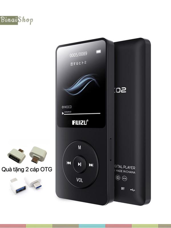  RUIZU X02 - Máy Nghe Nhạc Mp3 Lossless FM Nhỏ Gòn Bền Bỉ không Bluetooth- Quà tặng 2 cáp OTG 
