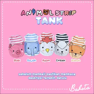 Baju Kucing BAKUTA ANIMAL STRIP Tank - Baju Kaos Anjing Kucing Lucu - Pet Shirt - Baju Hamster Imut