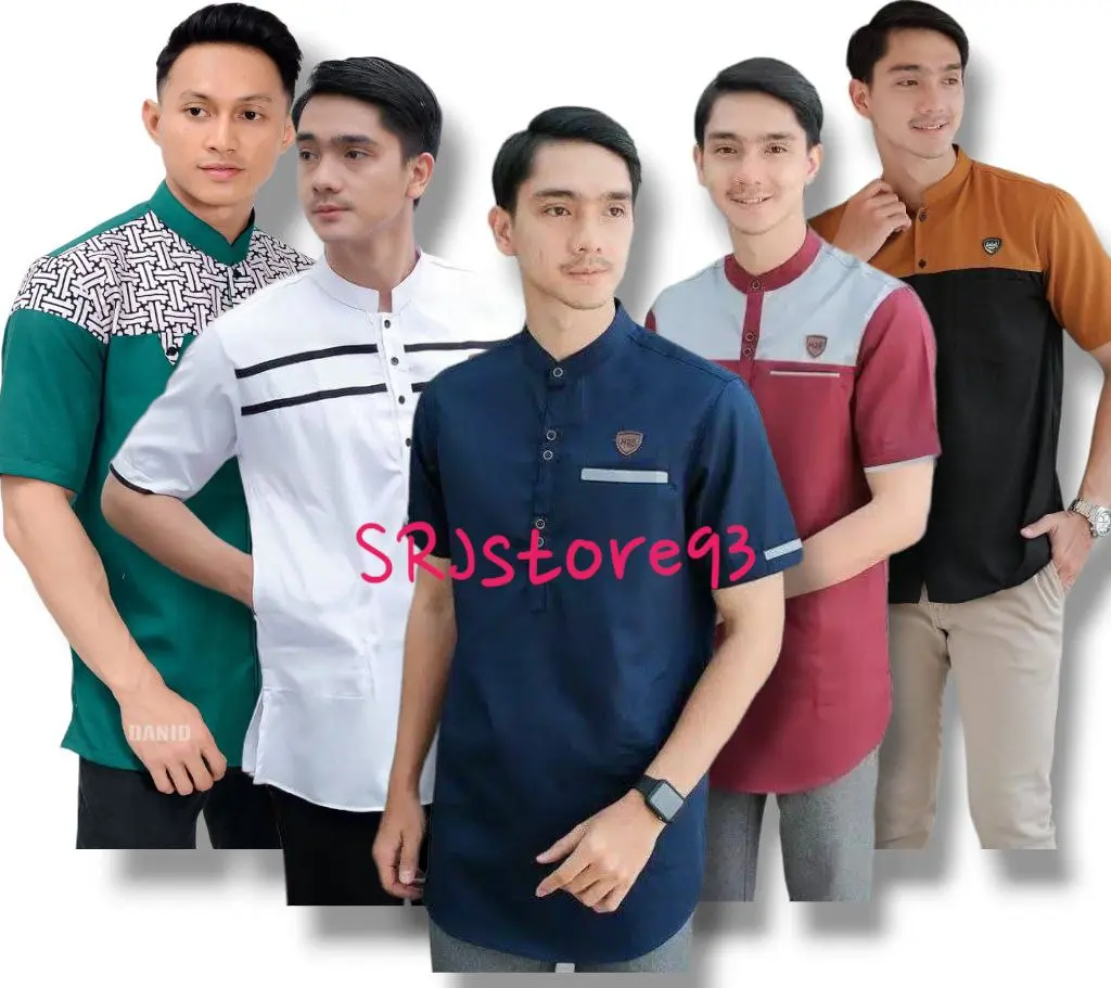 90 RIBU 4 BAJU KOKO KURTA MIX MODEL DAN WARNA LENGAN PENDEK MUSLIM PRIA DEWASA Katun Toyobo