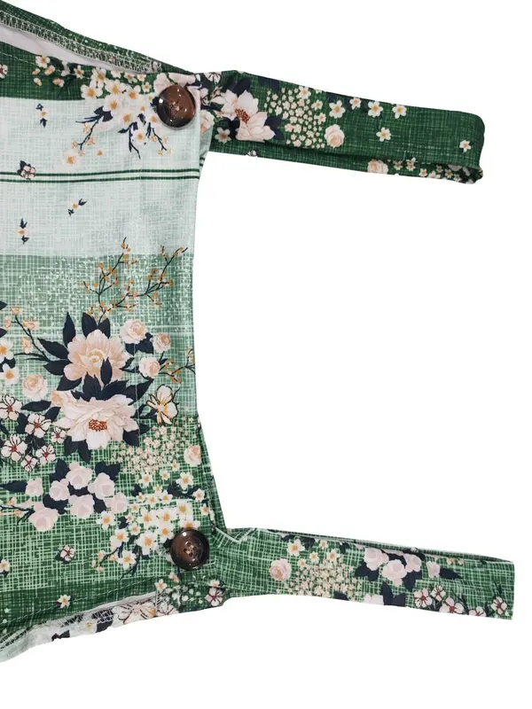 【Plus Size】 All Over Floral Print Tie Shoulder Cami Romper, Boho Casual Sleeveless Jumpsuit for Beach Holiday Vacation, Women's Plus Clothing for Summer, Womenswear 8