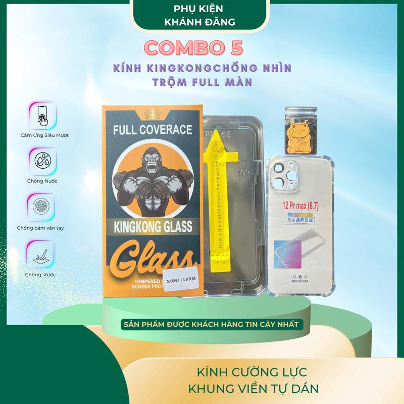 COMBO 5 KÍNH CƯỜNG LỰC KINGKONG TẶNG ỐP VÀ MÈO THẦN TÀI - KÍNH cường lực CHỐNG NHÌN TRỘM có khung dán tại nhà full màn hình - PHỤ KIỆN Khánh Đăng 2