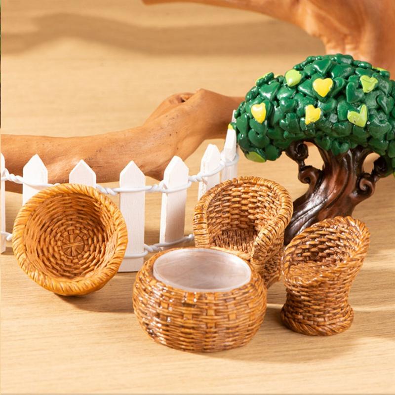 Mô hình bàn ghế tre, rổ tre, sọt tre size mini decor tiểu cảnh, trang trí nhà mô hình ( có clip thực tế ) 3