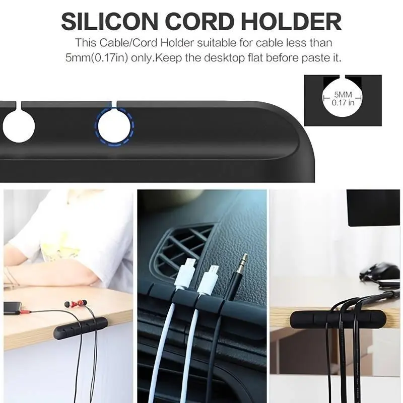 Multifunctional Cable Organizer with Multi-Slot, Wire Slot Multifunctional Cable Organizer, USB Cable Fixing Hub, Phone Accessories, Desk Tidy, Silicone Clip 4
