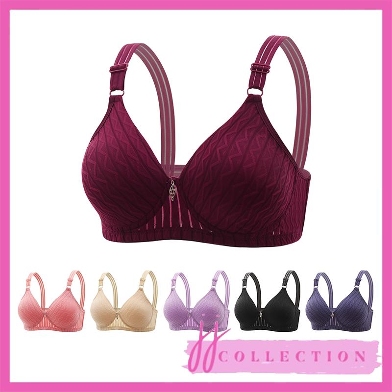 Bra Wanita Push Up With Ukuran Big Size Motif Garis Zig Zag Tanpa Kawat Bahan Elastis 3/4 Coverage Lembut Bh Busa Tipis 160 0