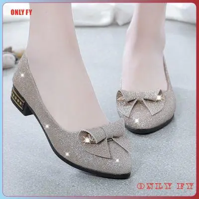 Giày Một Lớp Cho Nữ, Gót Khối Đế Bằng, Mũi Nhọn, Phong Cách Hàn Quốc, Đa Năng, Cắt Nông, Làm Việc, Màu Trơn, Thoáng Khí, Nhẹ, Gót Thấp