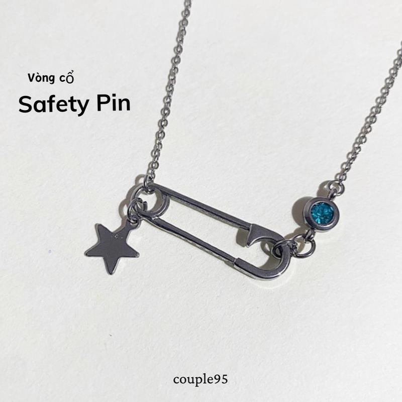 Vòng cổ Safety Pin tháng sinh kết hợp ngôi sao thép không gỉ
