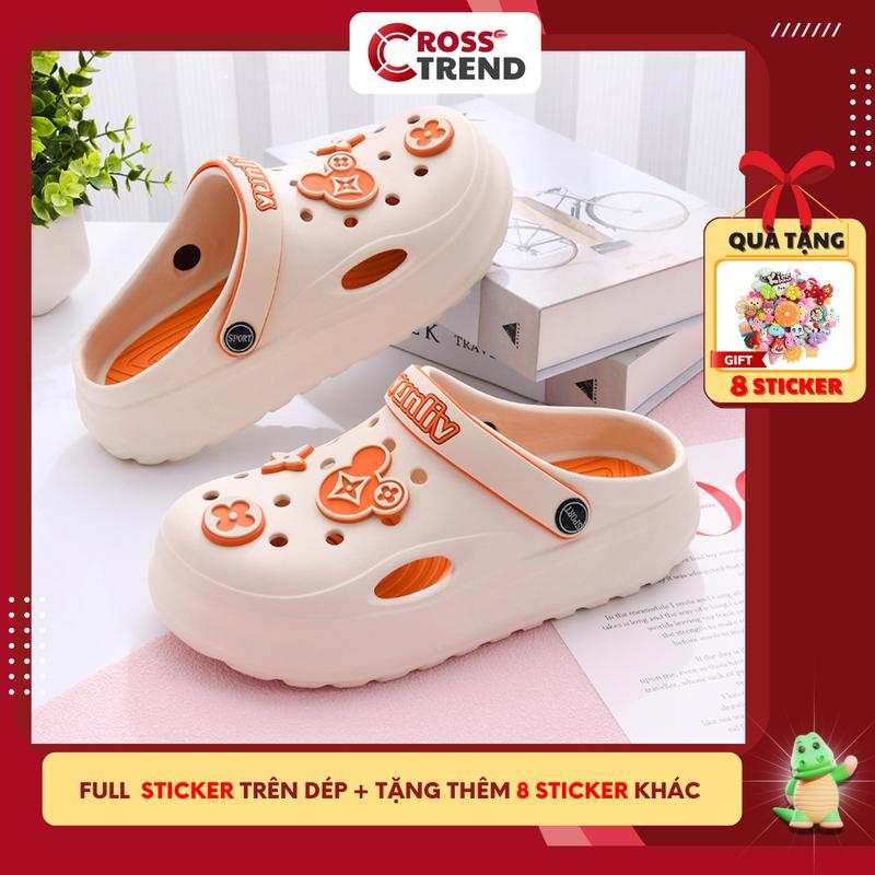Dép cross nữ đẹp mới nhất 2025, Dép sục nữ sang chảnh YUNLIV full charm đế cao 3cm girl phố có quai hậu mềm êm nhẹ chân Shoes CROSS TREND